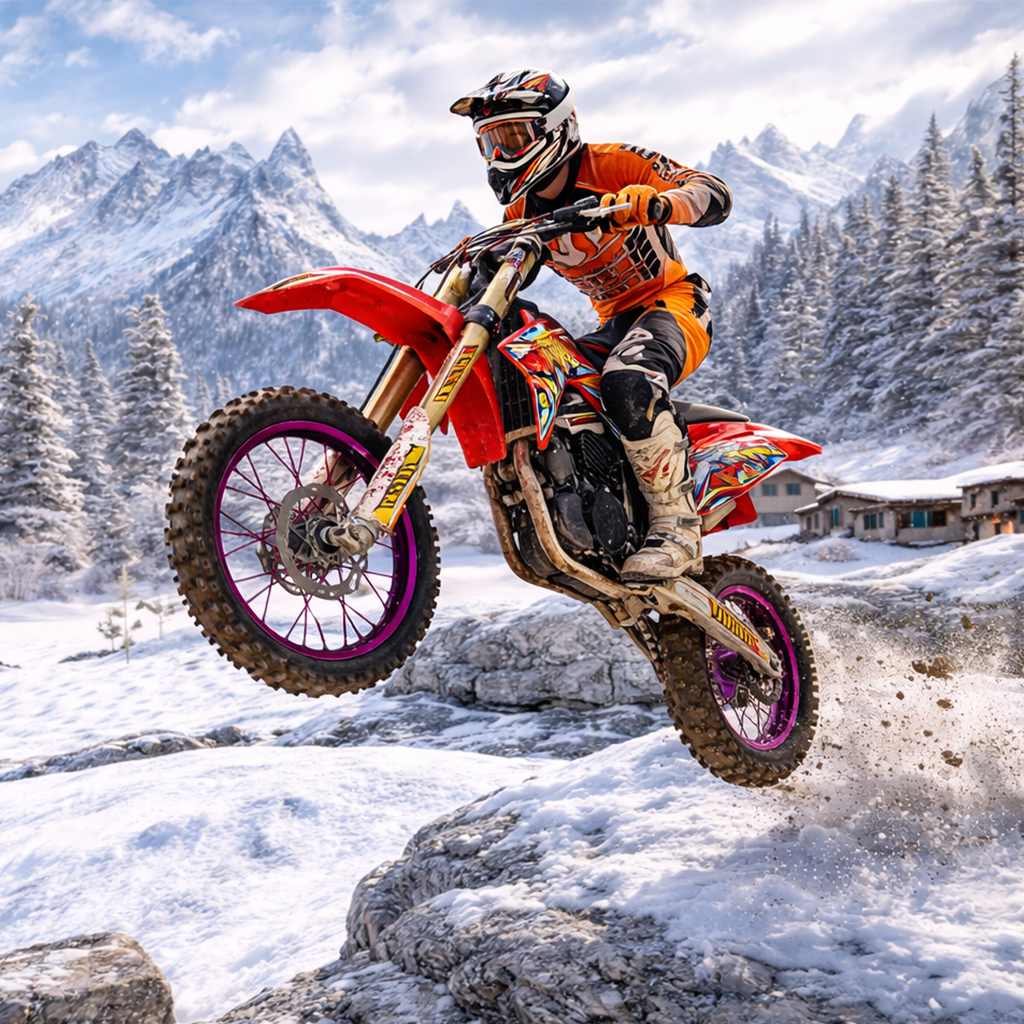 Snow motocross game art