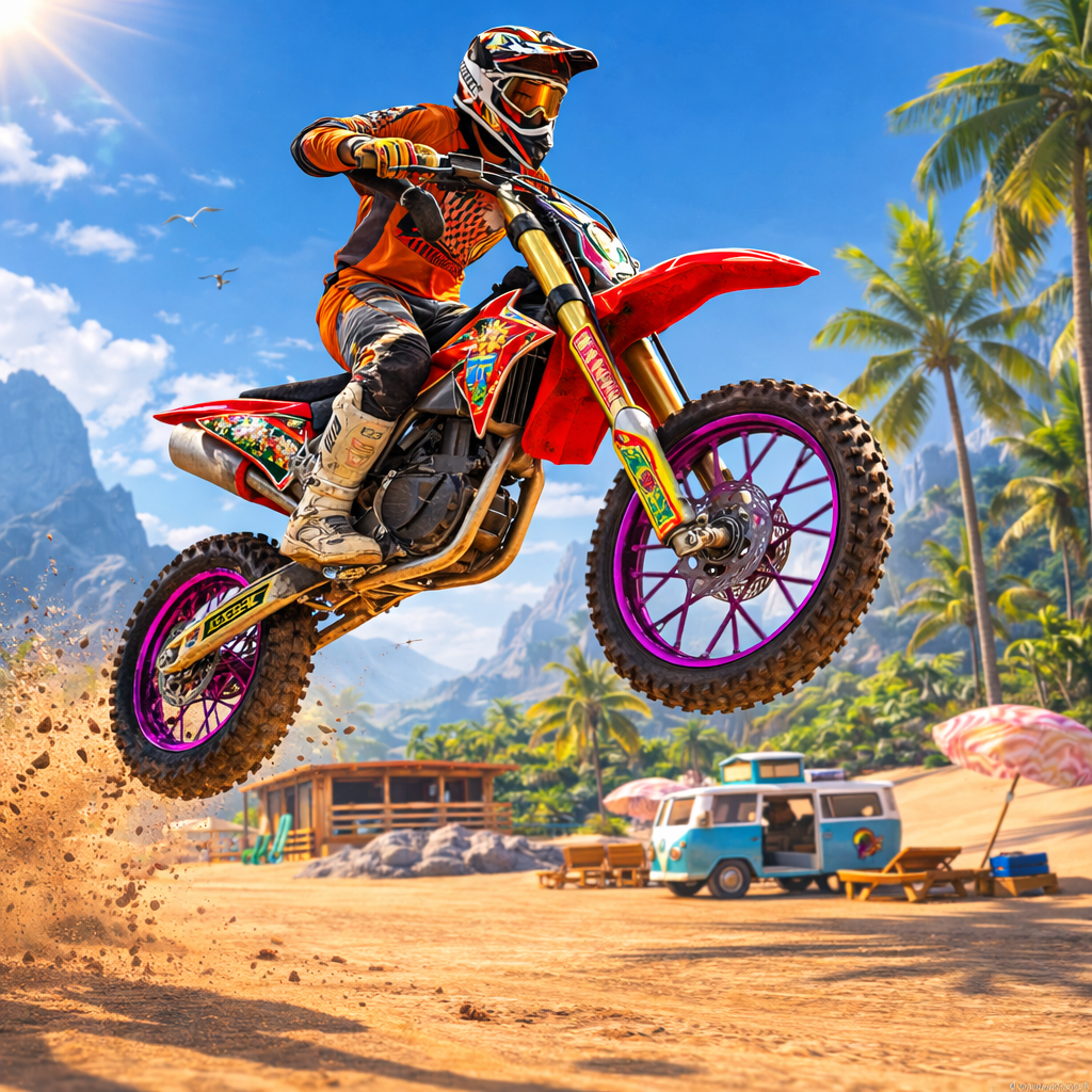 Tropical motocross mobile game artwork